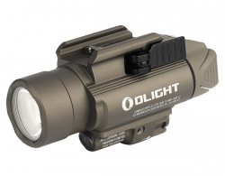 Latarka z celownikiem laserowym Olight BALDR Pro Desert Tan - 1350 lumenów, Green Laser