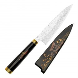 Takeshi Saji Art Tori Fuji on Lake R-2 Nóż uniwersalny 13 cm + Saya