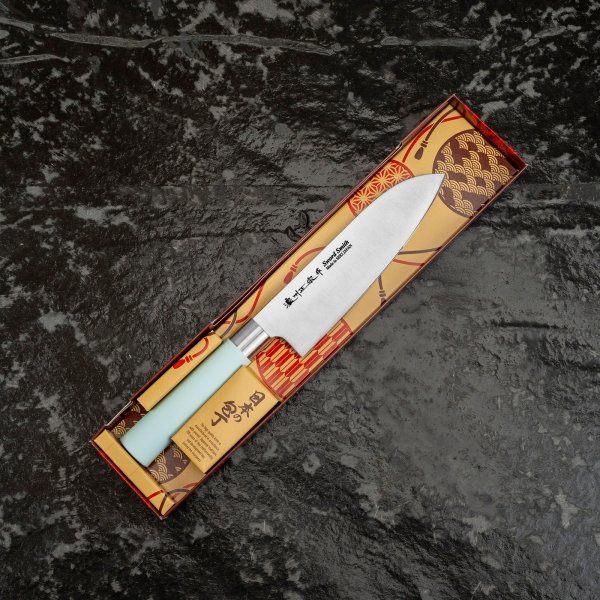Satake Macaron Blue Nóż Santoku 17 cm