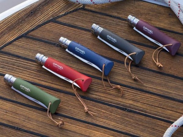 Nóż Opinel Colorama 08 inox grab brązowy z rzemieniem