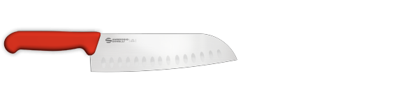 Nóż Santoku Sanelli Ambrogio Supra, ostrze granton, 18 cm, czerwony