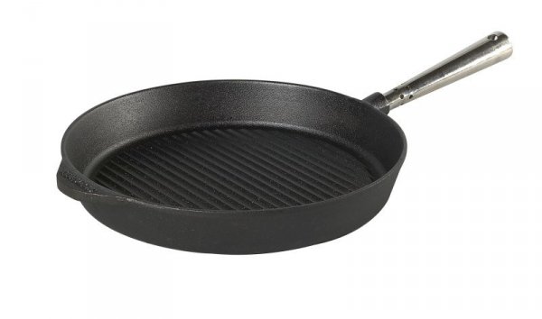 Patelnia grillowa okragła 28 cm, stalowa rączka