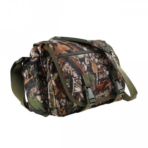 Raportówka Forsport myśliwska RL3KA z siedziskiem kamuflaż, kamuflaż leśny, haft jeleń ryczy w trawie,