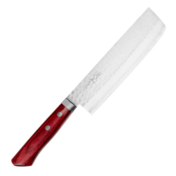 Kunio Masutani VG-10 Damascus Hammered Red Nóż Nakiri 16,5 cm