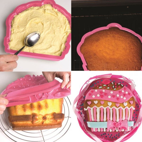 PAV -Forma na ciasto/tort CUPCAKE (muffin), różowa
