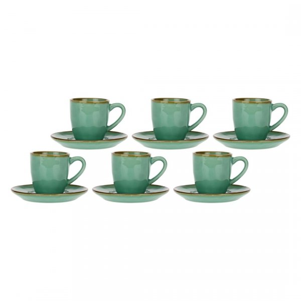 ROSE&amp;TULIPANI CONCERTO VERDE ACQUA Zestaw 6 filiżanek do espresso 90 ml