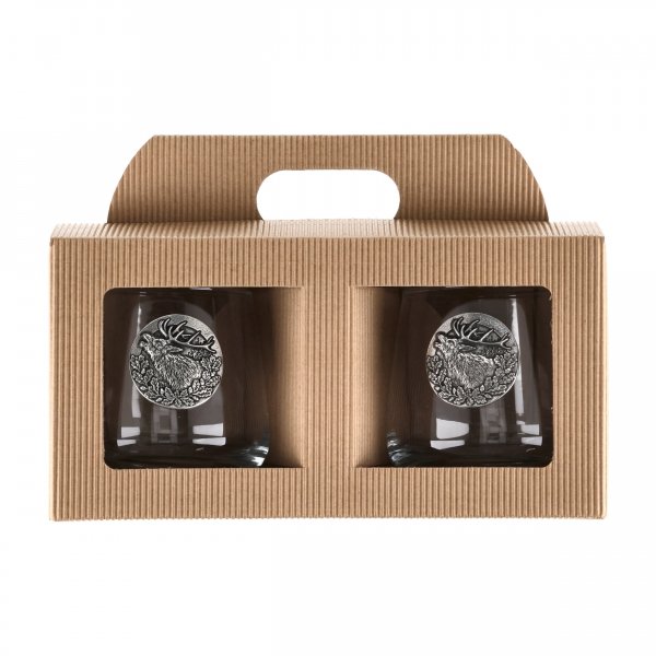Szklanki do whisky Golden Fox Diamond Deer Gold zdobione odlewanym elementem 2 szt.