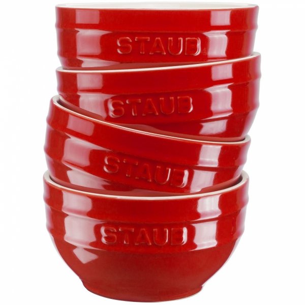 Zestaw 4 Misek Okrągłych 12 Cm, Czerwony Serving Staub