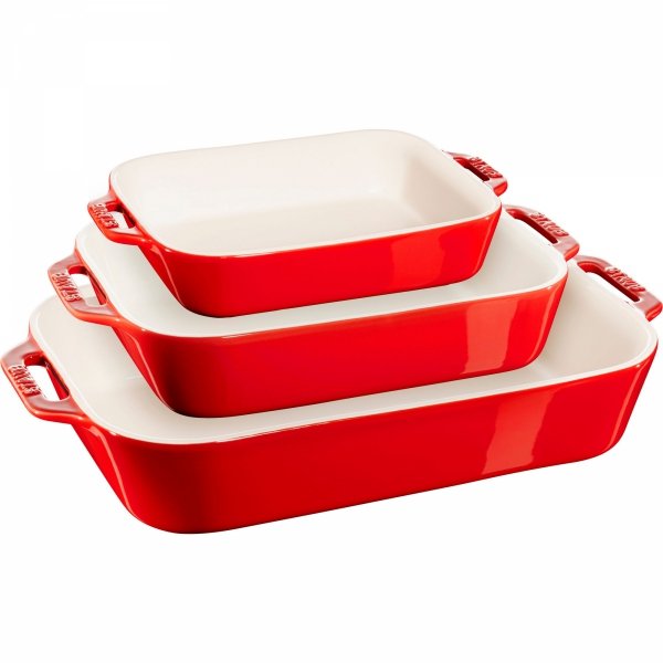 Zestaw 3 Półmisków Prostokątnych, Czerwony Cooking Staub