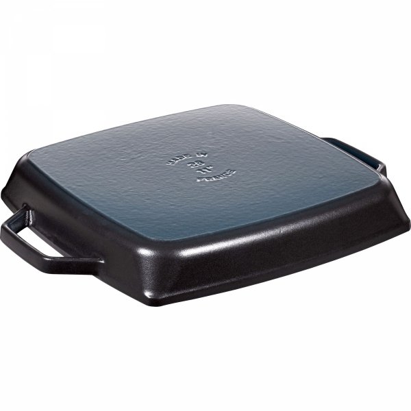Kwadratowa Patelnia żeliwna Grillowa Z Dwoma Uchwytami 28 Cm, Czarny Staub