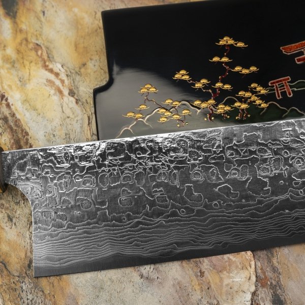 Takeshi Saji Art Tori Fuji on Lake R-2 Nóż Nakiri 17 cm + Saya