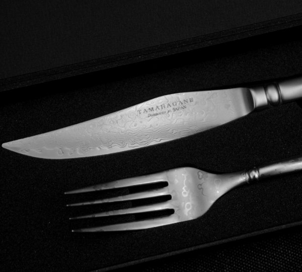 Tamahagane Nóż + widelec do steków