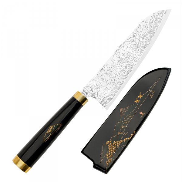 Takeshi Saji Art Fuji Unique R-2 Nóż Santoku 18 cm + Saya