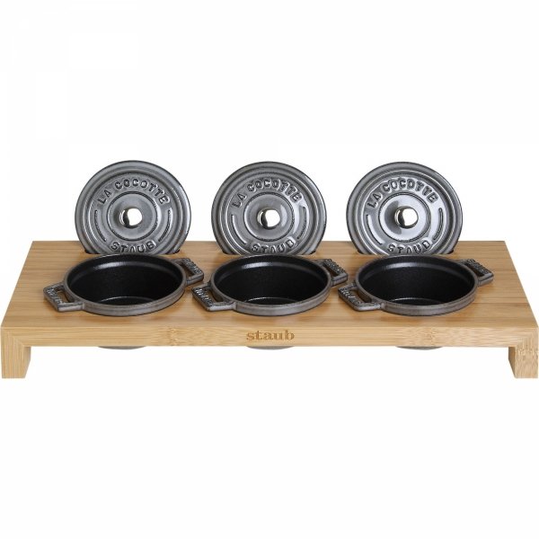 Stand Na 3 Mini Cocotte Drewniany Staub