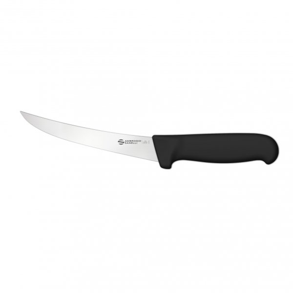 Nóż Trybownik zakrzywiony Ambrogio Sanelli Supra, półsztywne ostrze, 13 cm, czarny