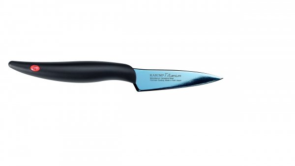 Nóż japoński do warzyw kuty Titanium dł. 8 cm niebieski KASUMI
