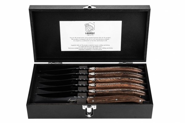 Noże Laguiole do steków Luxury Line  Wenge 6 szt. w pudełku