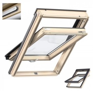 Okno Dachowe Velux GZL 1051 Uw=1,3 Drewniane Okno obrotowe z górnym otwieraniem i energooszczędnym, hartowanym pakietem szybowym 