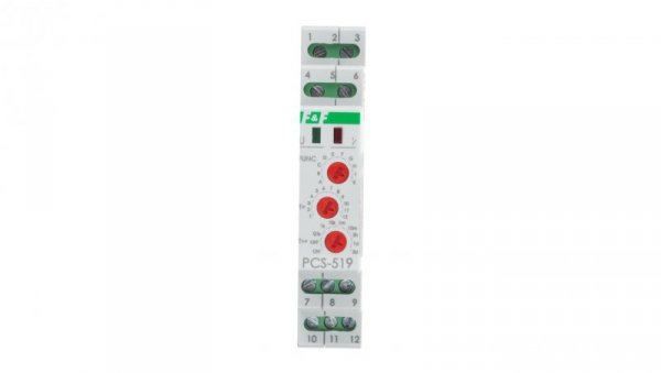 Przekaźnik czasowy 2P 8A 0,1sek-576h 12V AC/DC wielofunkcyjny PCS-519-12V
