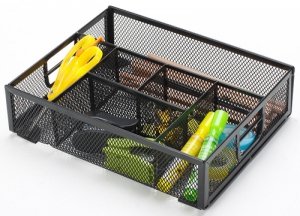 Organizer na biurko Q-CONNECT Office Set, metalowy, boczny, 6 komór, czarny 	KF17291
