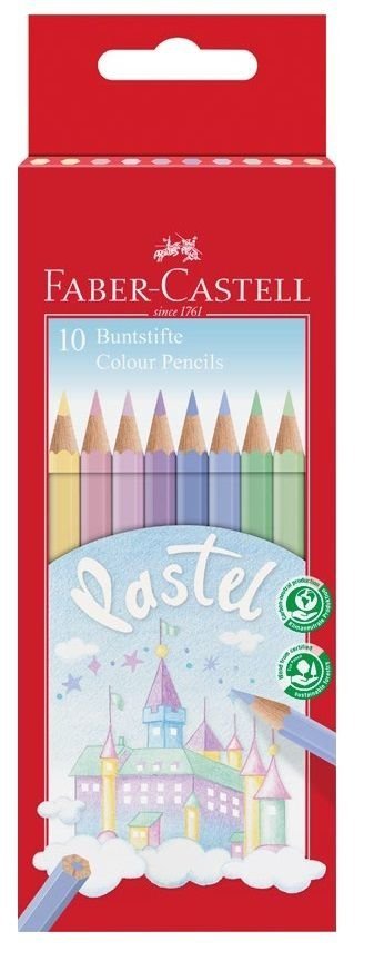 Kredki jasne pastelowe 10 kolorów, FABER CASTELL 111211 FC