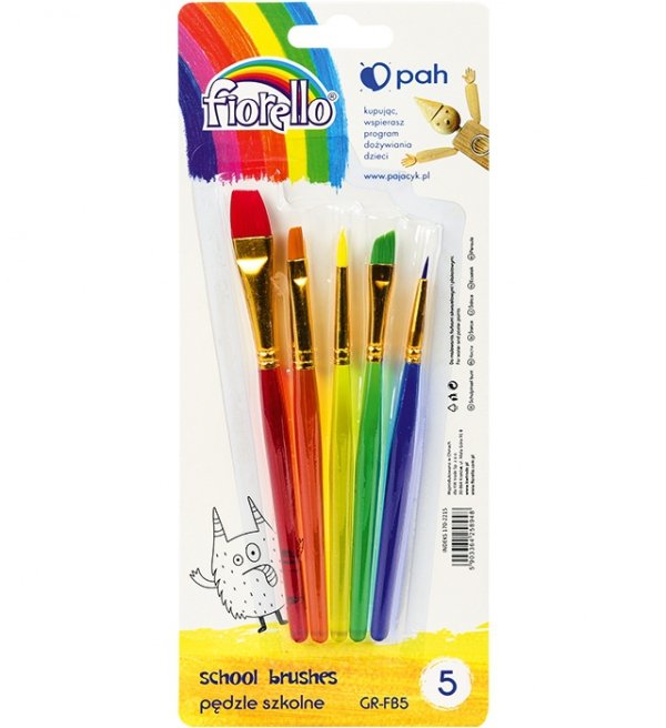Pędzle szkolne 5szt. różne kształty GR-FB5 FIORELLO 170-2215
