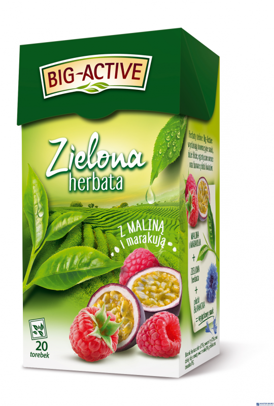 Herbata BIG-ACTIVE MALINA-MARAKUJA zielona 20 kopert/30g