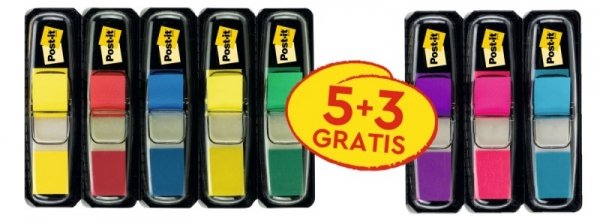 Zakładki indeksujące Post-it (683), PP, 11,9x43,2mm, 5x35 + 3x35 gratis, mix kolorów, 5902658115837