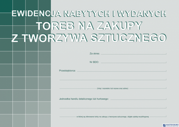 S-200-3 Ewidencja nabytych i wydanych toreb na zakupy z tworzyw sztucznych A5 MICHALCZYK I PROKOP