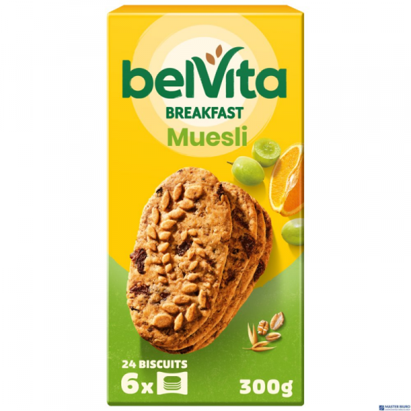 Ciasteczka owsiano-zbożowe BELVITA z owocami MUSLI 300g
