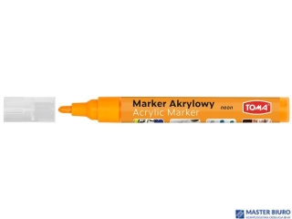 Marker akrylowy, fibrowa końcówka okrągła 2-5mm,  pomarańczowy neon TO-402 Toma
