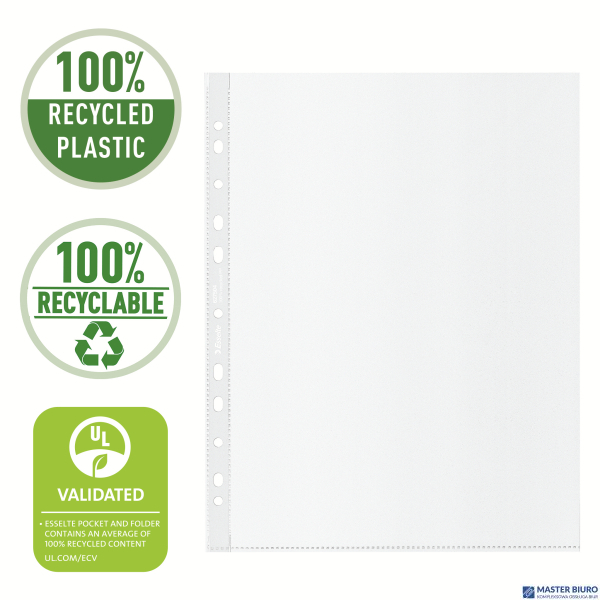 Koszulka groszkowa Recycled Premium PP 100 mic. A4, 627504,  MAXI , 50 szt. Esselte 627504