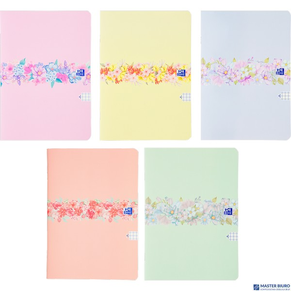 Zeszyt Oxford Flowers A5 60 kartek kratka 5x5 mm Mix 400181450