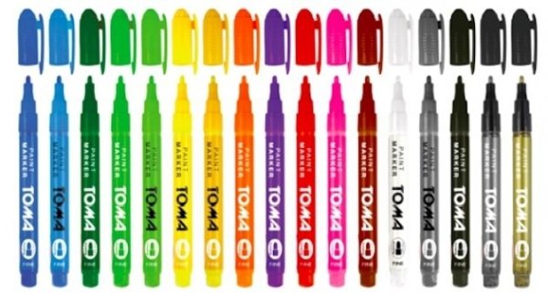 Marker olejowy,cienka fibrowa końcówka 1,5mm,  żółty TO-441 Toma