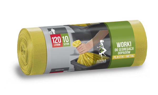 Worki do segregacji plastik żółte LDPE 120l (10 szt.) ANNA ZARADNA 7058