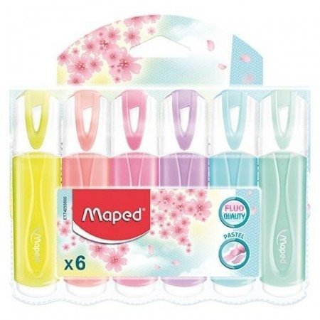 Zakreślacz FLUO PEPS pastel mix kolor. 6 szt etui pud.z zaw. 742558 MAPED