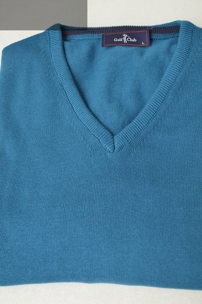 Elegancki sweter w serek turkusowy