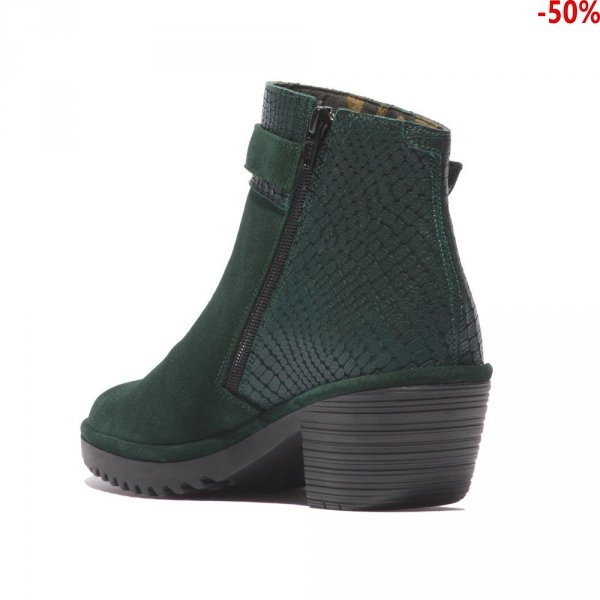 Botki Fly London WISP 342 Green Forest Oil Suede Croco P501342003