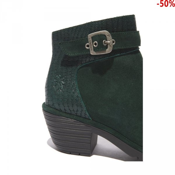 Botki Fly London WISP 342 Green Forest Oil Suede Croco P501342003