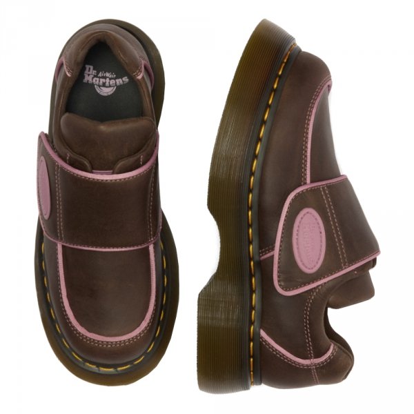 Półbuty Dr. Martens BUZZ STRAP VELCRO Dark Brown Wyoming 42845200