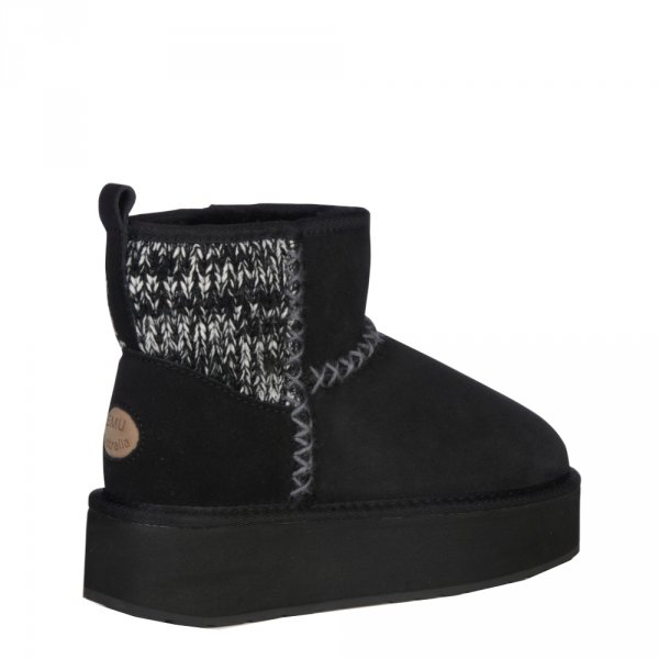 Buty Emu AUSTRALIA STINGER KNIT Flatform Black W13143 Ocieplane