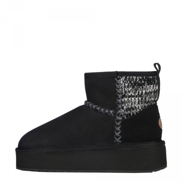 Buty Emu AUSTRALIA STINGER KNIT Flatform Black W13143 Ocieplane