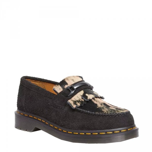 Półbuty Dr. Martens ADRIAN SNAFFLE  Black Long Napped Suede &amp; Black/Beige Contrast Hair On 31895779