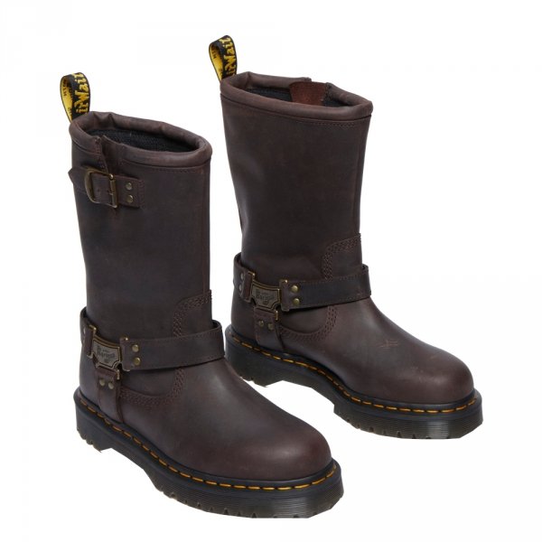 Buty Dr. Martens Anistone Hi Dark Brown Burnished Waxy Pull Up 31901201