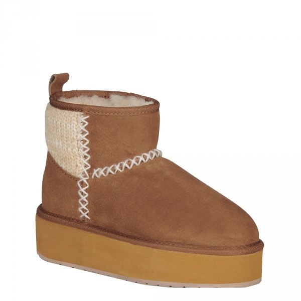 Buty Emu AUSTRALIA STINGER KNIT Flatform Chestnut W13143 Ocieplane