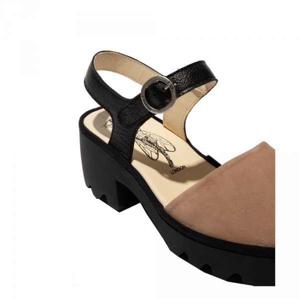 Sandały Fly London TULL 503 Taupe/Bolack Cupido/Mousse P501503006