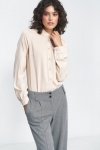 Nife Spodnie wide leg w czarną jodełkę - SD82