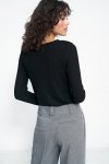 Nife Spodnie wide leg w czarną jodełkę - SD82