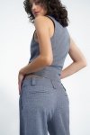 Nife Spodnie wide leg w granatową jodełkę - SD82