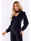 Moe M831 Welurowa bluzka z dekoltem typu halter neck - grafitowa